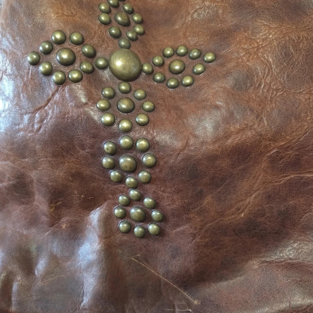 TWO BAR WEST Brown Leather Cross Purse